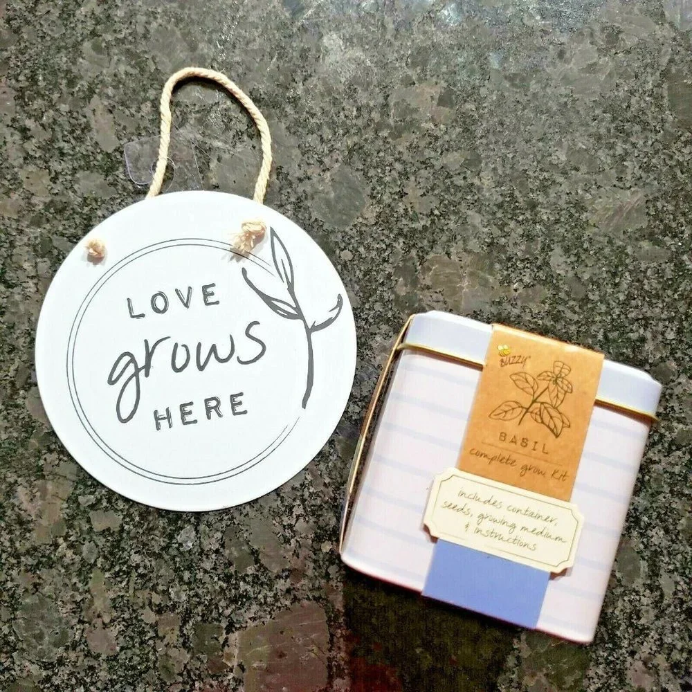 HERB Kit Basil With Love Grows Here Metal Sign - NWT